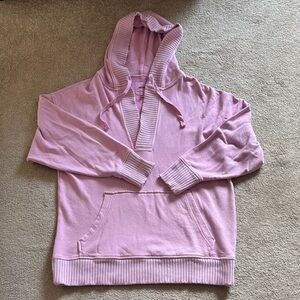 Aerie Pink V-Neck Hoodie Sweater